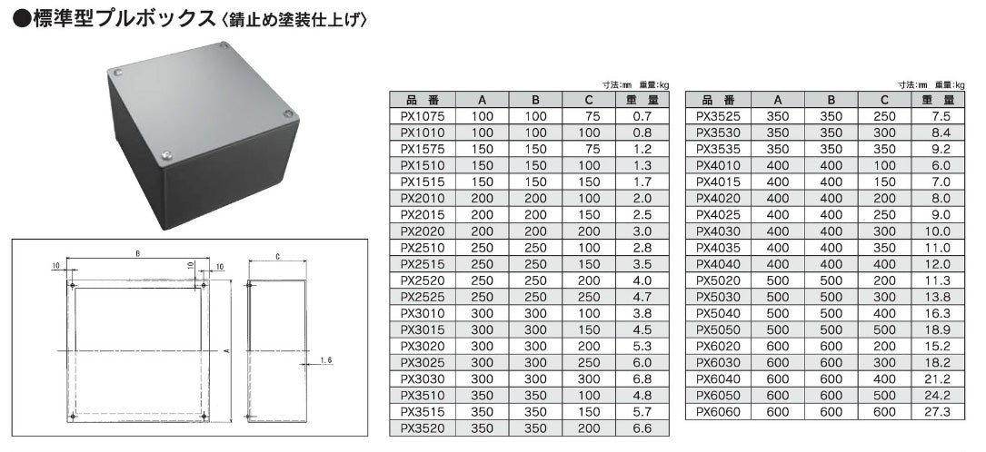 PX2515｜鉄 平蓋プルボックス 250-250-150 – 電材Days