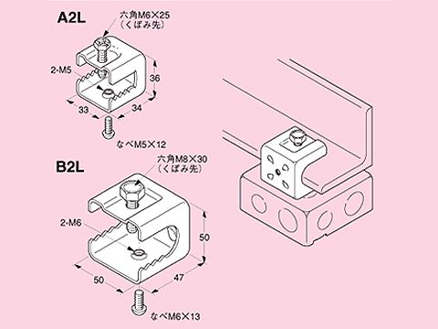A2L ネグロス ネグロック ボックス支持金具(一般形鋼用、電気亜鉛めっき)