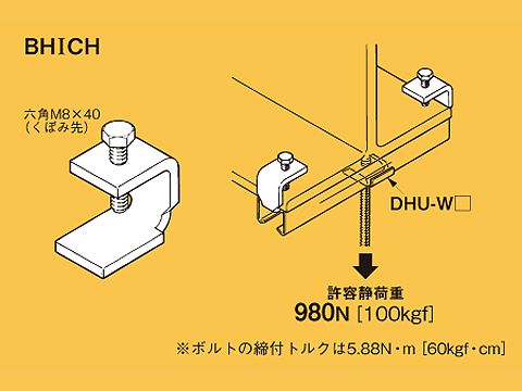 BHICH｜吊りボルト支持金具 H・I形鋼用適W100〜400 – 電材Days